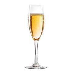 Sparkling champagne glass on transparent background