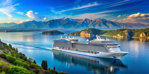 Norwegian cruise line cruise ship Norwegian Escape  international waters during the route between Albania and corfu island Greec