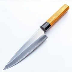 Medium shot of japanese katana, isolated on a white background, bright and vivid tonality 