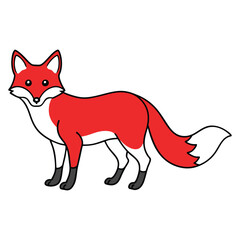Red fox Vector Isolated on white background vector illustration. Stock vector. Red fox cartoon vector illustration. Wild Animals Icon. Funny red fox collection. Red Fox Color Icon For Book.