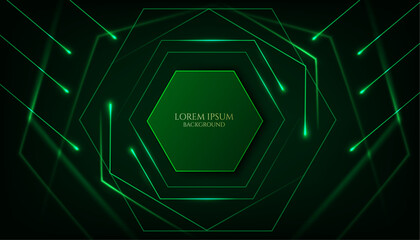 vector illustration hexagon patterns elegant light lines digital abstract technology and cover design element dark green. 