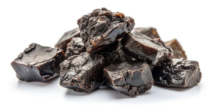 Pure shilajit pieces on white background Generative By AI