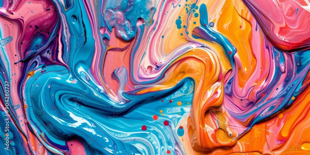 Poster abstract acrylic paint texture with vibrant swirls and brush strokes, ideal for artistic and creativ
