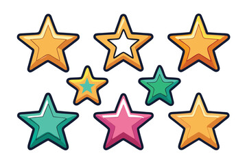Obraz premium Colorful Cartoon Stars with a Black Outline