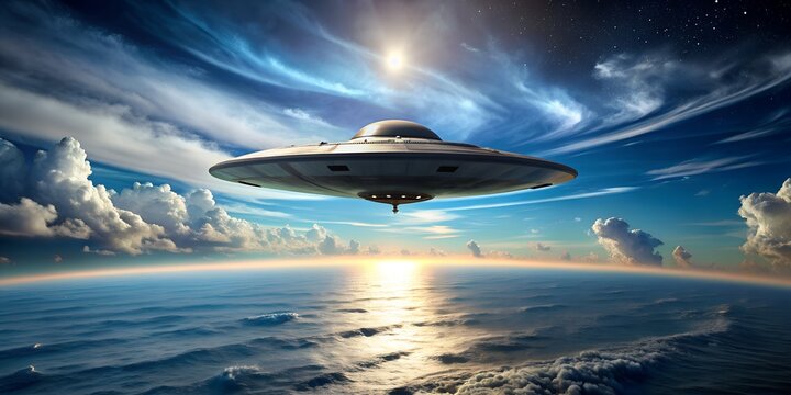 mysterious spacecraft soars above the vast expanse of the Pacific Ocean AI-Generated Content, Pacific Ocean