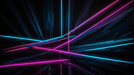 An abstract background with glowing neon lines cutting through deep shadows, creating a striking contrast between light and dark.
