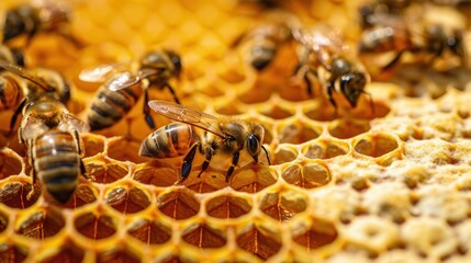 The bees on honeycomb