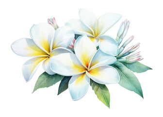PNG Watercolor frangipani flower petal plant.