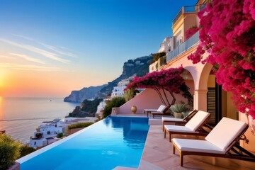 Fototapeta premium luxurious villa nestled along the breathtaking Amalfi coast of Italy