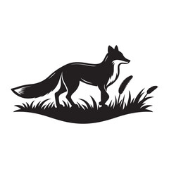 A fox silhouette vector art style on white background