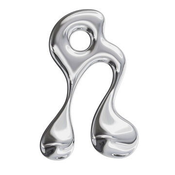 3D Font Y2K Liquid Metallic Chrome Letter A 