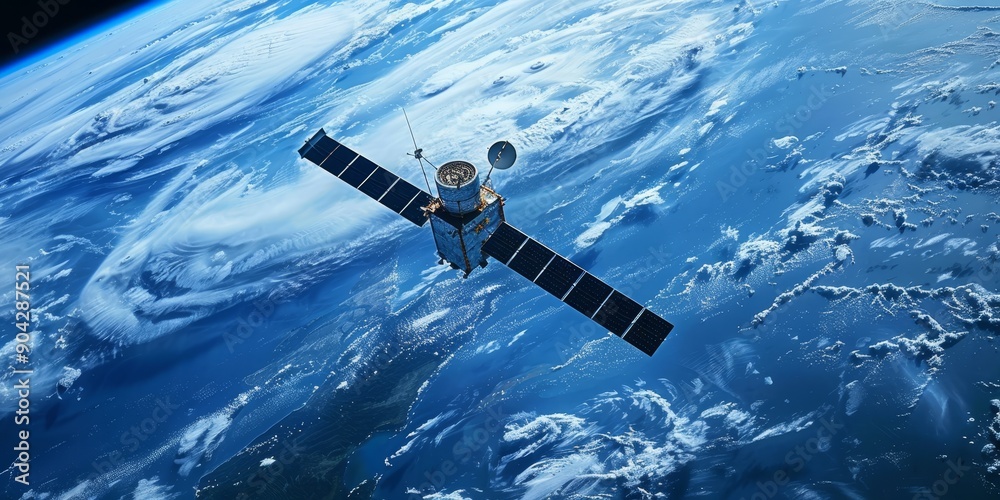 Fototapete researchers analyzing satellite images for environmental monitoring, emphasizing remote sensing tech