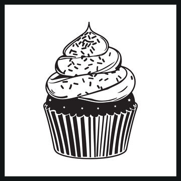 recommend clip art: cupcake clipart black and white