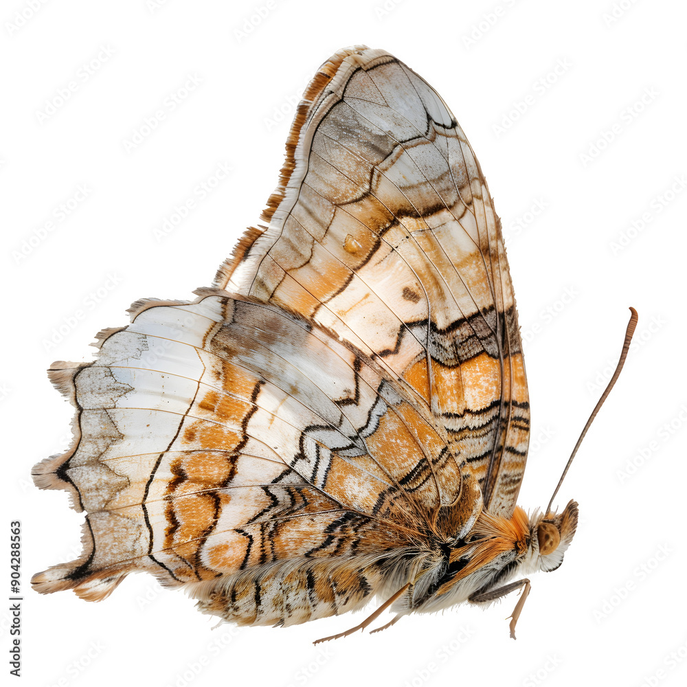 Poster close-up of a painted lady butterfly isolated on transparent background
