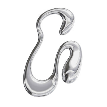 3D Font Y2K Liquid Metallic Chrome Letter G 