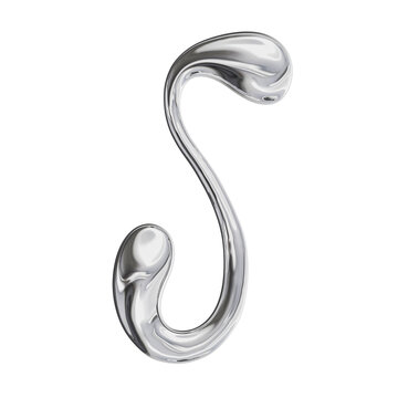 3D Font Y2K Liquid Metallic Chrome Letter J 
