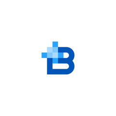 Letter B and pixel logo concept vector icon