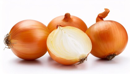 Closeup of onions isolated on white background