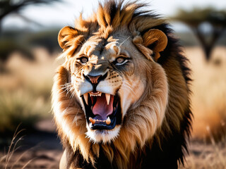 Roaring lion AI generated