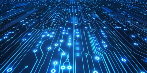 Obraz premium Abstract digital background with circuits and binary code symbolizing solutions