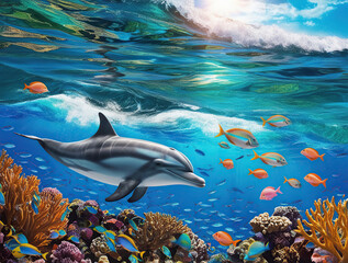 Naklejka premium dolphin in the sea