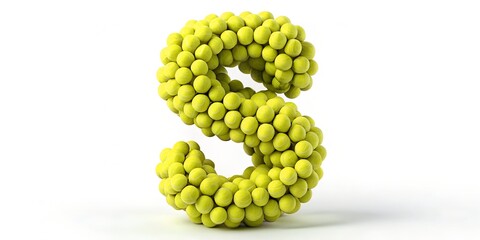 3D letter S made from tennis balls Generative By AI