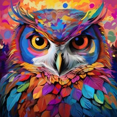 Colorful Digital Art of an Owl 