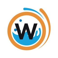 Initial laundry Logo combine with letter W vector template
