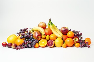 Colorful Assortment of Fresh Fruits on White Background
