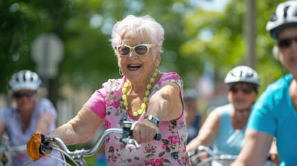 Colorful and lively images of older adults participating in energetic activities and enjoying their golden years