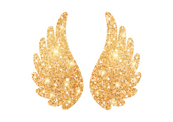 Golden wings on white background.