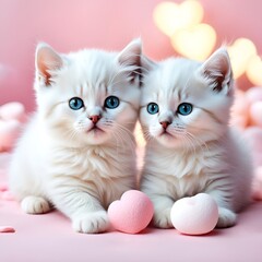 two kittens playing with a ball