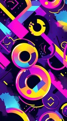 Fototapeta premium Abstract geometric pattern with vibrant colors and dynamic shapes.