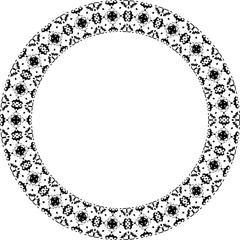 Round frame with abstract shapes pattern. Vector illustration isolated on white background.