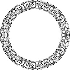 Round frame with abstract shapes pattern. Vector illustration isolated on white background.