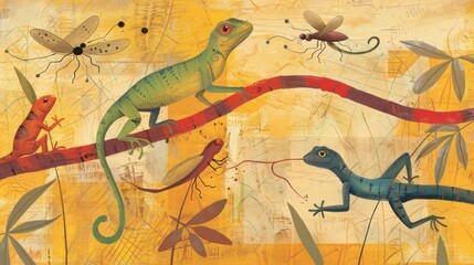 Obraz premium Colorful Lizard Collage.