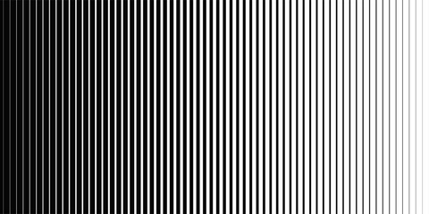 Black abstract texture with parallel lines from thick to thin. Line pattern with Vertical straight background. Vertical straight lines. Digital speed lines on screen