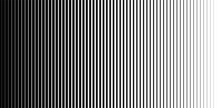 Black abstract texture with parallel lines from thick to thin. Line pattern with Vertical straight background. Vertical straight lines. Digital speed lines on screen