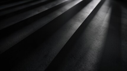 Black minimalistic striped surface with a diffused spot of light. Generative AI