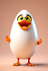 Fototapeta premium 3D Cartoon Egg Character on Peach Background