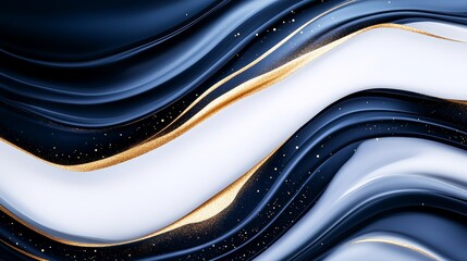 Fluid navy blue swirls mixed with gold flecks, creating an exquisite and stylish wallpaper design, high-resolution photo, realistic photo, hyper realistic