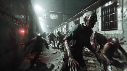 A gritty and intense game scene from a zombie survival game
