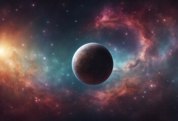 360 degree equirectangular projection space background with nebula and stars environment map HDRI