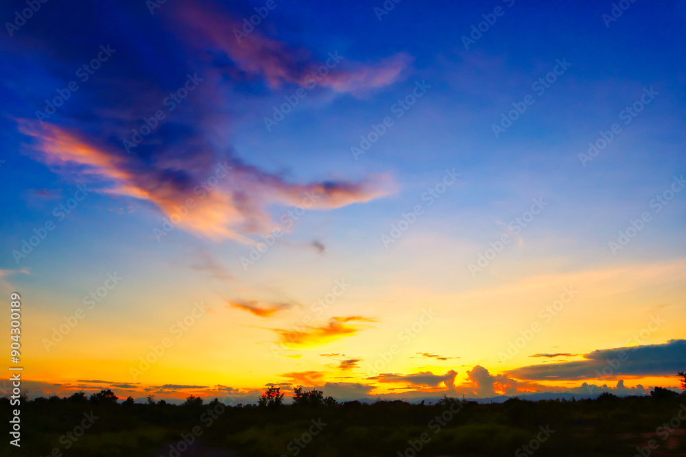 Wall mural evening sunset background image there is a beautiful light atmosphere in the northern part of thaila