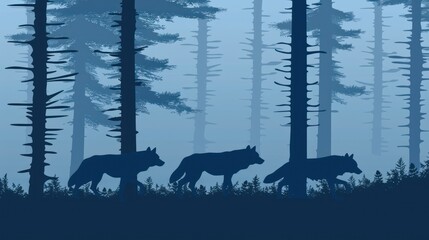 Fototapeta premium Wolves in the Forest.