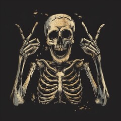 Skeleton posing isolated over black background