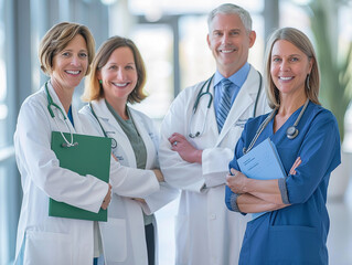 Fototapeta premium Team of Smiling Medical Professionals with Clipboards