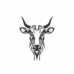 Farm animal design featuring a cow head on a white background.