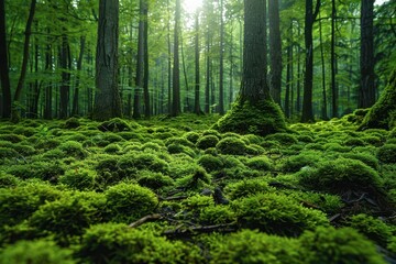 Fototapeta premium Lush Green Moss in a Forest.