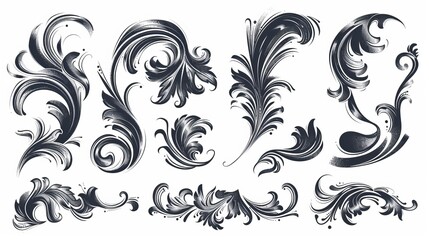 Fototapeta premium An elegant swirl modern illustration with elegant curls and scrolls. Decorate frames with this set of curves and scrolls.